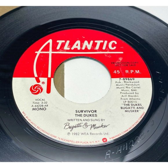 The Dukes Survivor 45 Rock Record Promo Atlantic 7-86869 VG+ 1982 - Picture 1 of 4
